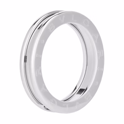 BVLGARI B.Zero1 Serpenti Single Band Slim 18K White Gold Ring Unisex Couple Design AN852423