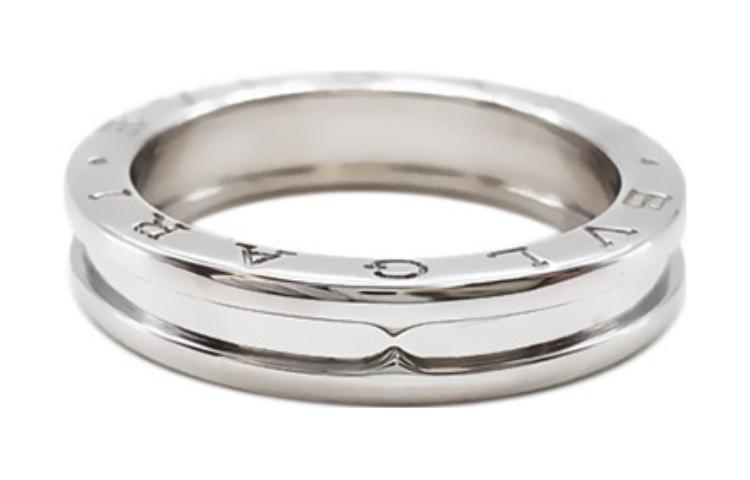 Shop BVLGARI B.Zero1 Serpenti 單圈苗條18K白金戒指 情侶設計 AN852423