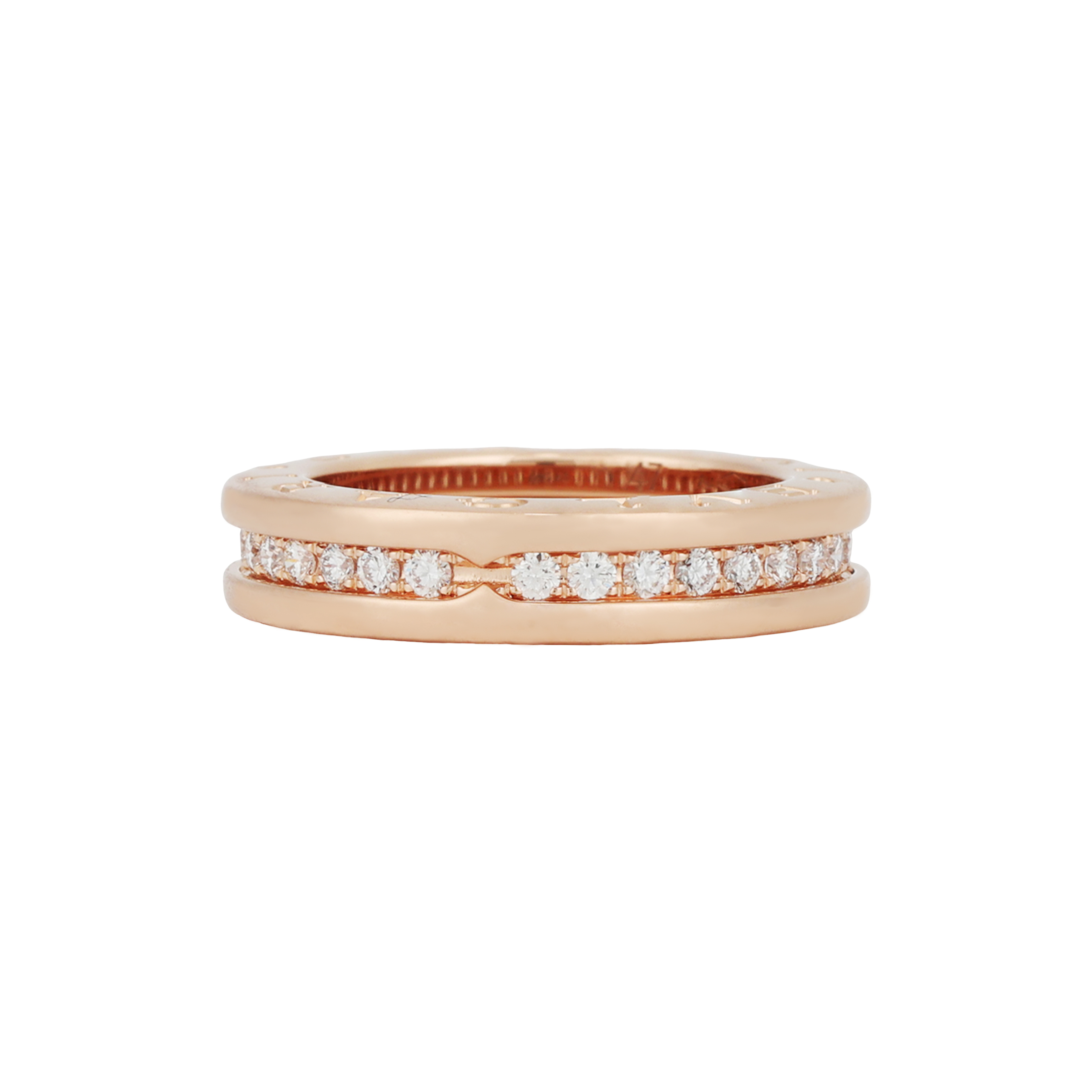 BVLGARI B.zero1 Single Band Rose Gold Ring Unisex Couples Jewelry. 342897