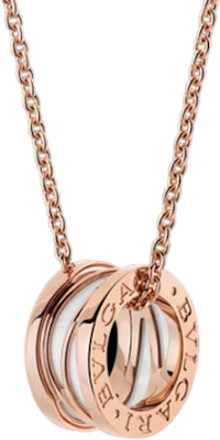 BVLGARI B.ZERO1 White Ceramic Rose Gold Pendant Necklace Unisex Couple Design. CL858579-356117 Lookbook BVLGARI B.ZERO1 White Ceramic Rose Gold Pendant Necklace Unisex Couple Design. CL858579-356117