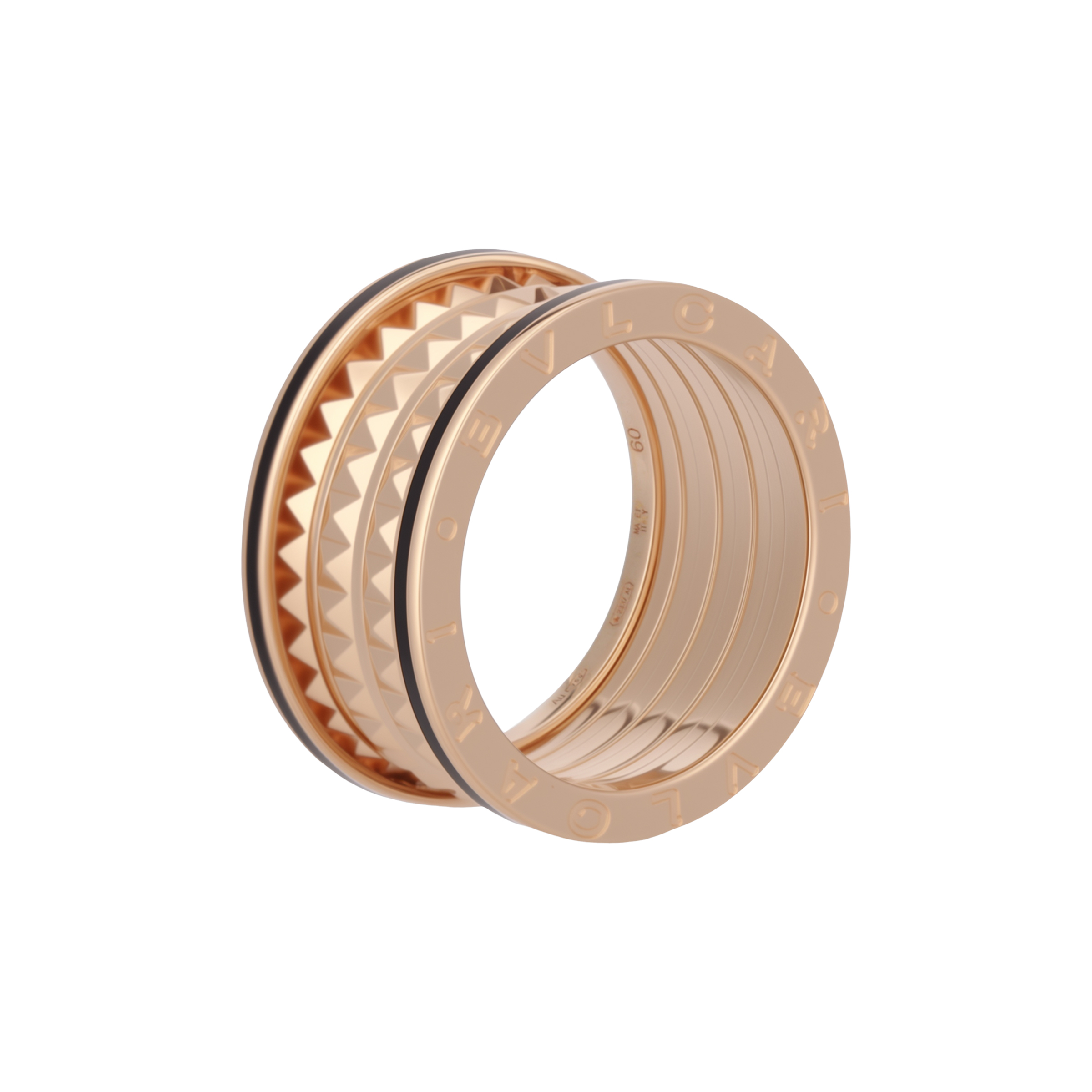 BVLGARI B.ZERO1 Wide Ring 18K Rose Gold w/ Black Ceramic, Unisex Couple Design. AN859089