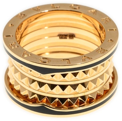 BVLGARI B.ZERO1 寬版18K玫瑰金搭配黑色陶瓷戒指,情侶款設計。 AN859089 Shop BVLGARI B.ZERO1 寬版18K玫瑰金搭配黑色陶瓷戒指,情侶款設計。 AN859089