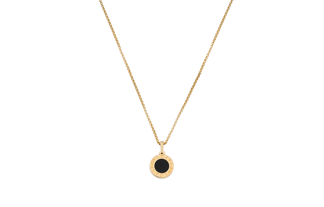 BVLGARI BVLGARI Series 18K Gold Onyx Pendant Necklace Unisex Couple Design Gold CL857216