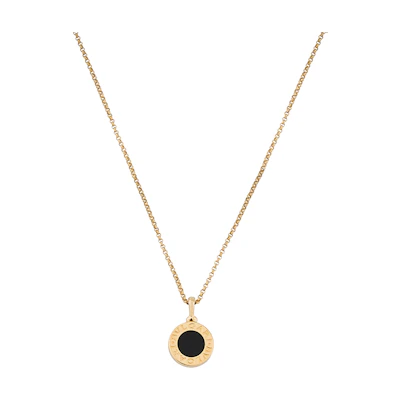 BVLGARI BVLGARI Series 18K Gold Onyx Pendant Necklace Unisex Couple Design Gold CL857216