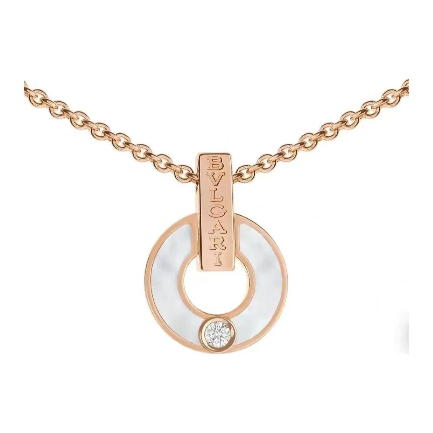 BVLGARI BVLGARI Series 18K Rose Gold Diamond Necklace Unisex Couple Design. CL858950-357546