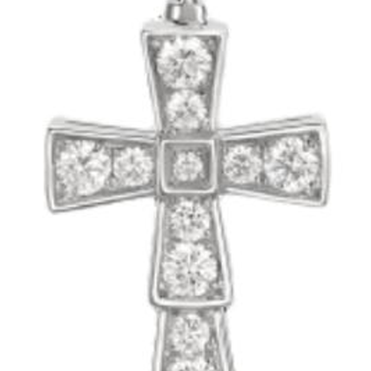 BVLGARI CROCE Cross Design Platinum Necklace Unisex Couple Silver CL858121 圖 3