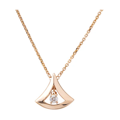 BVLGARI DIVAS' DREAM 18K Rose Gold Diamond Necklace Unisex Couple Jewelry. CL858252-354362