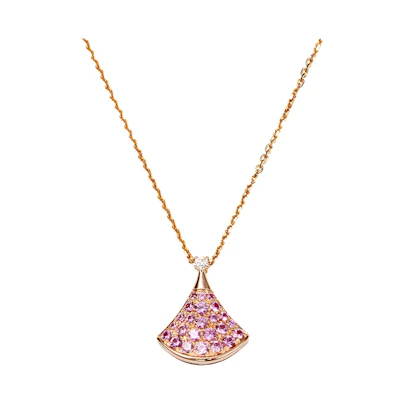 BVLGARI Divas' Dream 18K Rose Gold Diamond Pendant Necklace Unisex Pink CL858507-355889