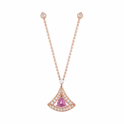 BVLGARI DIVAS' DREAM 18K Rose Gold Fan Necklace Unisex Couple Design. 354366