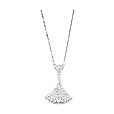 BVLGARI DIVAS' DREAM 18K White Gold Diamond Fan Necklace Unisex Couples Style CL856965-350066