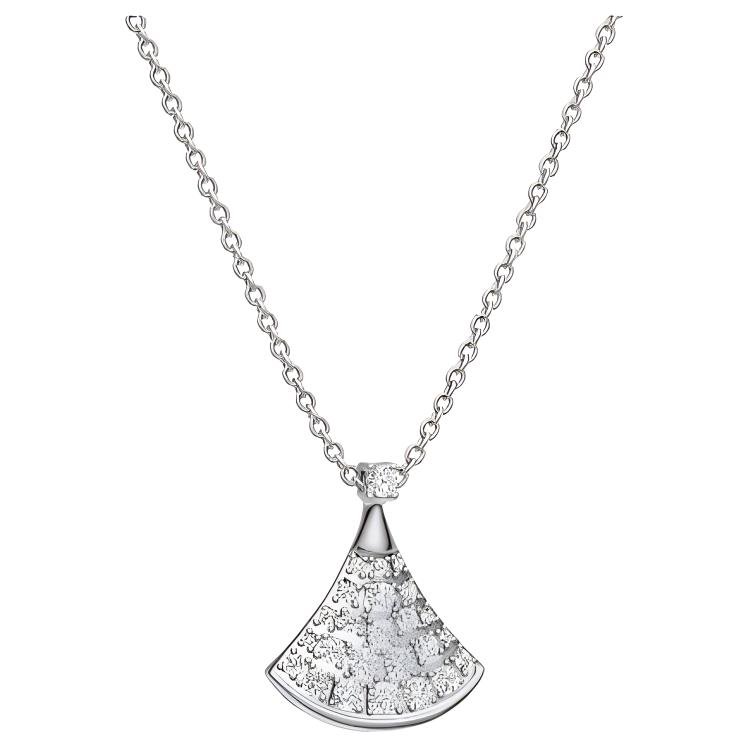 BVLGARI Divas' Dream 18k White Gold Diamond Pendant Necklace Unisex Silver. 351099