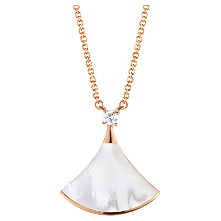 BVLGARI Divas' Dream Fan-Shaped 18K Rose Gold Necklace Unisex Couple Design CL856960-350062