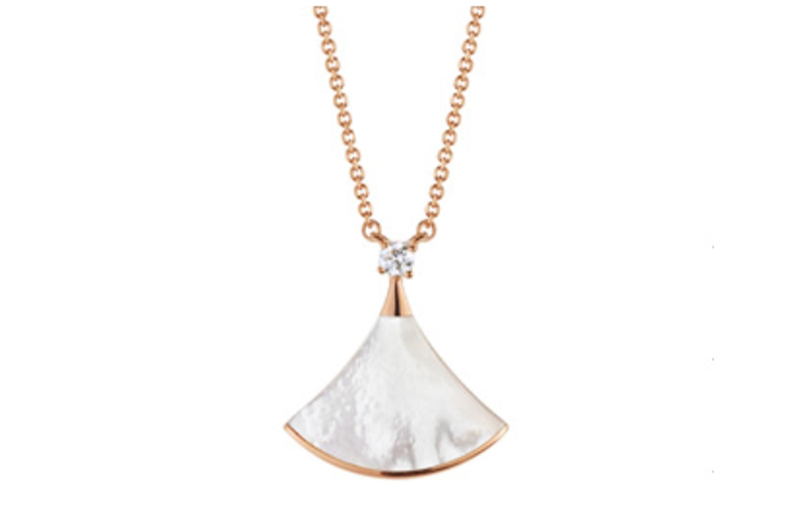 Shop BVLGARI Divas'' Dream 扇形18K玫瑰金項鍊 情侶款 中性設計 CL856960-350062