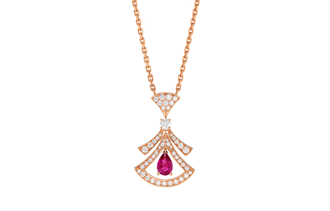 BVLGARI Divas' Dream Fan-Shaped 18K Rose Gold Necklace Unisex Couple Design. 360619 圖 4