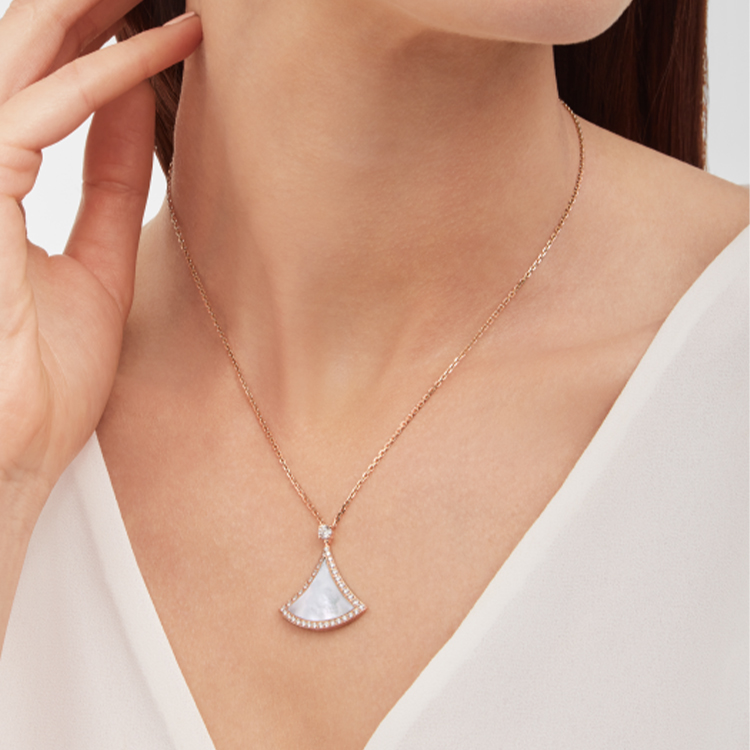 BVLGARI DIVAS' DREAM Fan-Shaped 18K Rose Gold Necklace Unisex Couple's Edition. 358671 圖 5