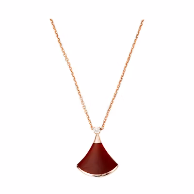 BVLGARI DIVAS' DREAM Fan-Shaped Red Carnelian 18K Rose Gold Necklace Unisex CL857199-350583