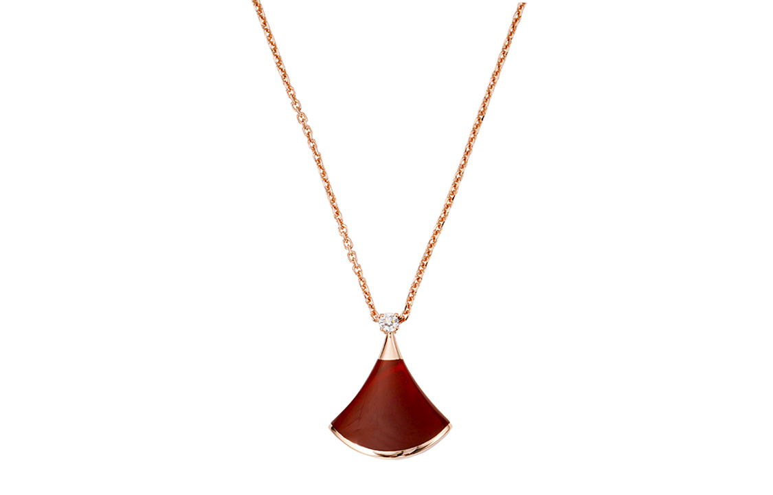 BVLGARI DIVAS' DREAM Fan-Shaped Red Carnelian 18K Rose Gold Necklace Unisex CL857199-350583 圖 4
