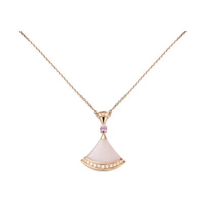 BVLGARI DIVAS’ DREAM Opal Diamond K Gold Necklace Unisex Couple Pink CL859165-358131