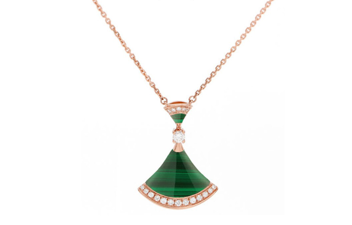 BVLGARI DIVAS’ DREAM Pendant 18k Rose Gold Necklace with Green & Diamonds. 351143 圖 3