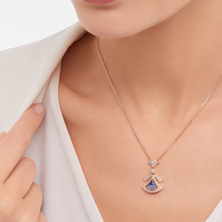 BVLGARI Divas' Dream Pendant 18K Rose Gold Necklace Unisex Blue Butterfly Design 360616 圖 4