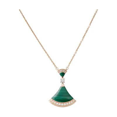 BVLGARI DIVAS' DREAM Pendant Necklace Rose Gold with Malachite & Diamonds Unisex. CL857473-351143