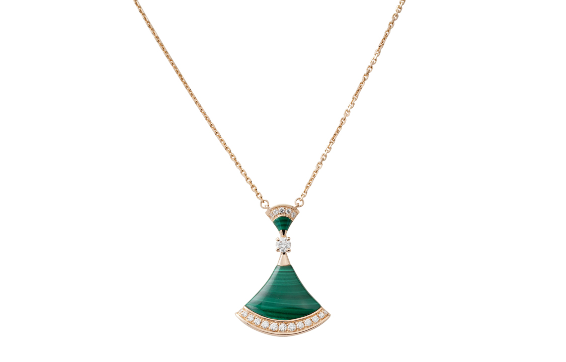 BVLGARI DIVAS' DREAM Pendant Necklace Rose Gold with Malachite & Diamonds Unisex. CL857473-351143 圖 2