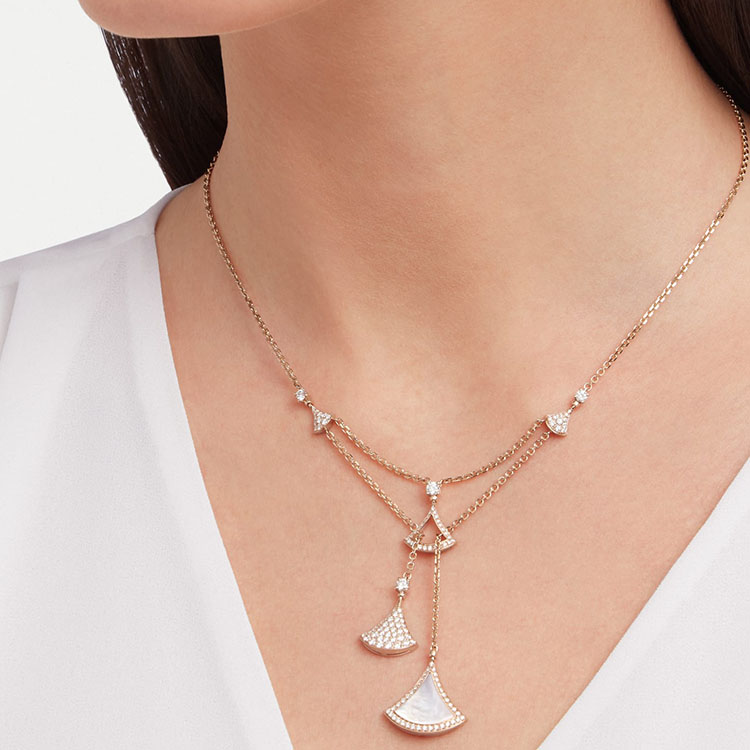 BVLGARI DIVAS’ DREAM Rose Gold 18k Diamond Necklace Unisex Couple Design 358682 圖 3