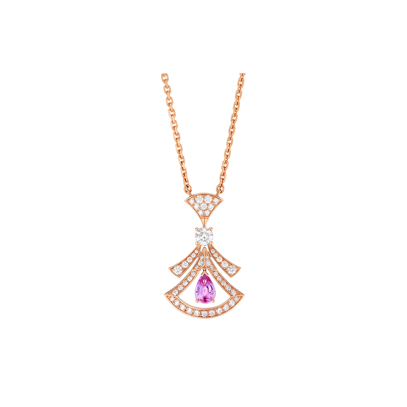 BVLGARI Divas' Dream Rose Gold Gemstone Necklace Unisex Couple Jewelry. 360615