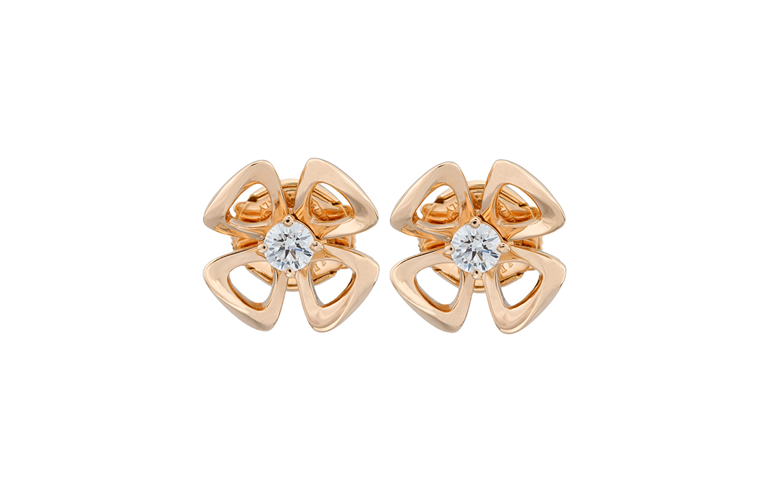 BVLGARI Fiorever 18K Rose Gold Stud Earrings Unisex Couple Design. OR858440-355327