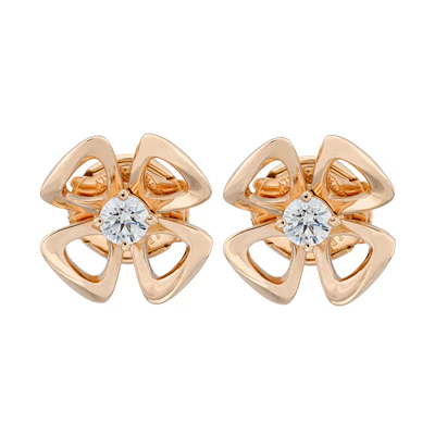 BVLGARI Fiorever 18K Rose Gold Stud Earrings Unisex Couple Design. OR858440-355327