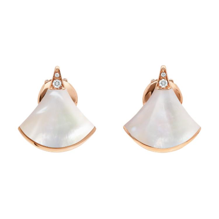 BVLGARI Polished Design Diamond Stud Earrings Unisex Couples Gold. OR857535