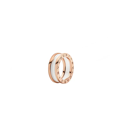 BVLGARI Rose Gold Ceramic Logo Ring Unisex Couples Edition. 347006