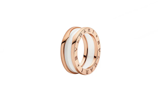 BVLGARI Rose Gold Ceramic Logo Ring Unisex Couples Edition. 347006 Order BVLGARI Rose Gold Ceramic Logo Ring Unisex Couples Edition. 347006