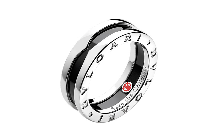 Shop 宝格丽 Save the Children 925银戒指 - 情侣款银黑双色设计。 346090