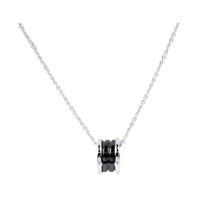 BVLGARI Save the Children Series Black Ceramic Silver Necklace Unisex Couple Style CL856977-349634