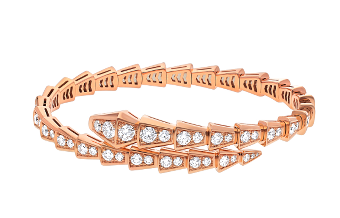 Lookbook BVLGARI SERPENTI 18K玫瑰金蛇形手鐲 情侶設計男女通用款式 BR858084-353793