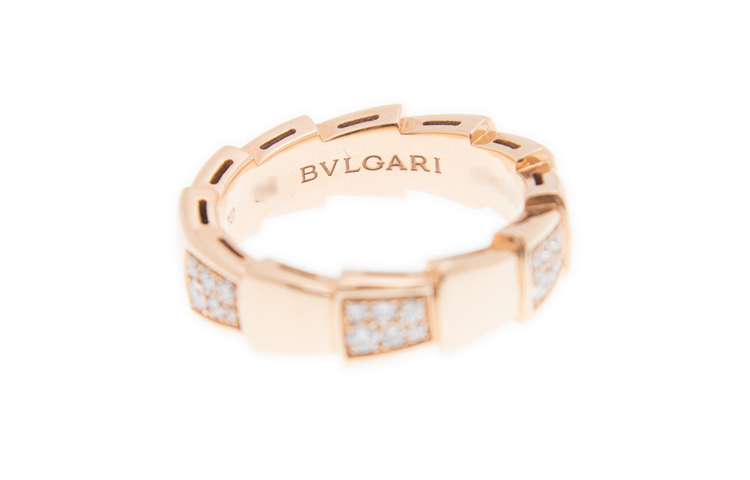 BVLGARI Serpenti Viper 18K Rose Gold Diamond Ring Unisex Couple Design AN857928 圖 3