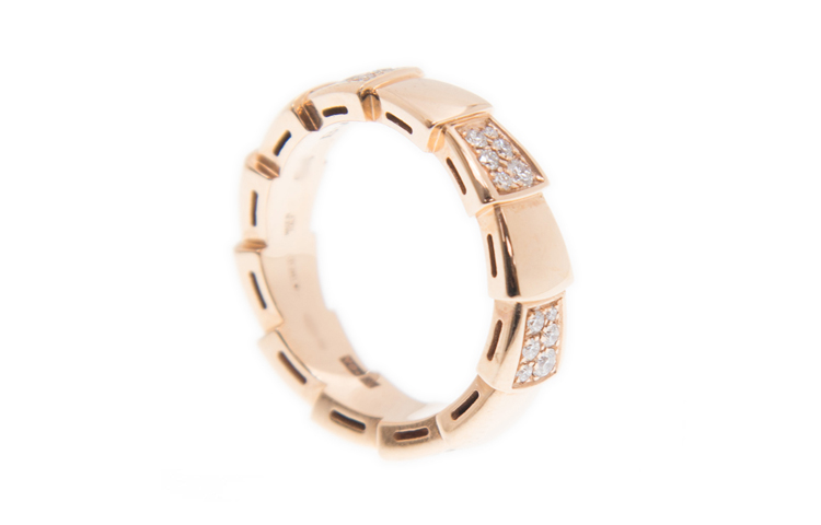 BVLGARI Serpenti Viper 18K Rose Gold Diamond Ring Unisex Couple Design AN857928 圖 4