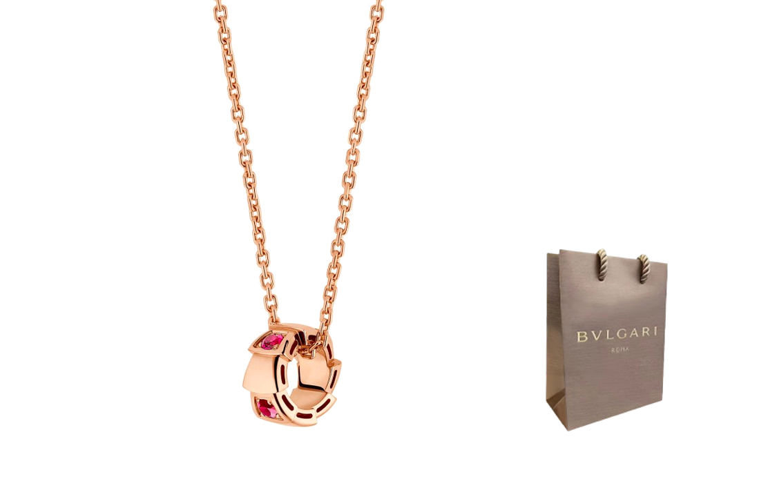 BVLGARI Serpenti Viper 18K Rose Gold Pendant Necklace Unisex Couple Design. 360659 圖 3