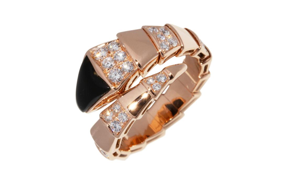 BVLGARI Serpenti Viper 18K Rose Gold Ring Unisex Couple Design. AN855315