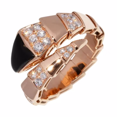 BVLGARI Serpenti Viper 18K Rose Gold Ring Unisex Couple Design. AN855315
