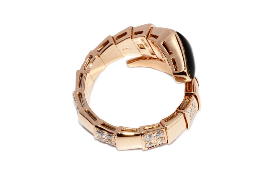 BVLGARI Serpenti Viper 18K Rose Gold Ring Unisex Couple Design. AN855315 圖 3