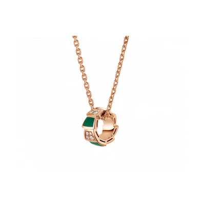 BVLGARI Serpenti Viper Diamond-Paved 18K Gold Necklace Unisex Couple Design CL858300-355958