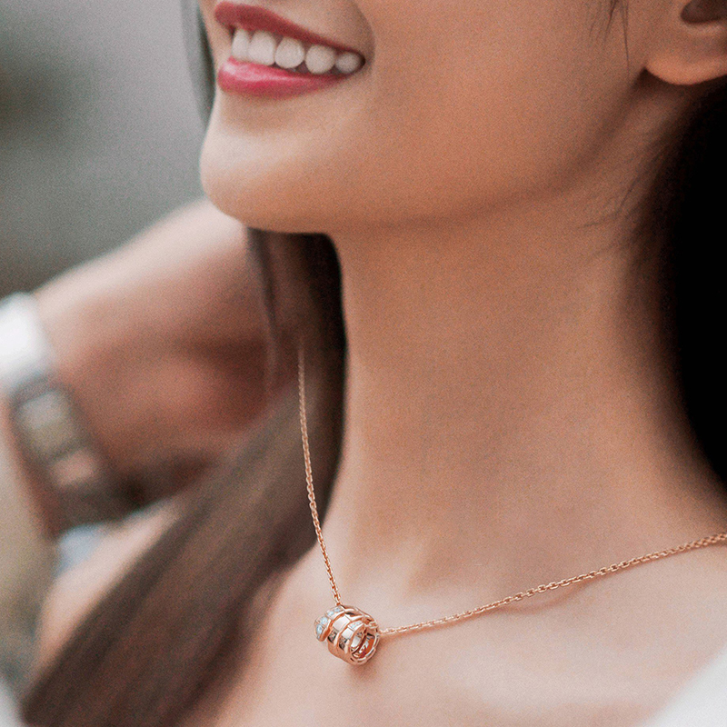 BVLGARI Serpenti Viper Logo Pendant 18K Rose Gold Diamond Necklace Unisex. 357794 圖 9