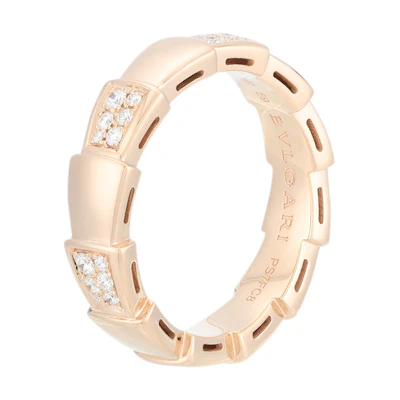 BVLGARI Serpenti Viper Rose Gold Ring Luxury Unisex Couple Jewelry. 353302