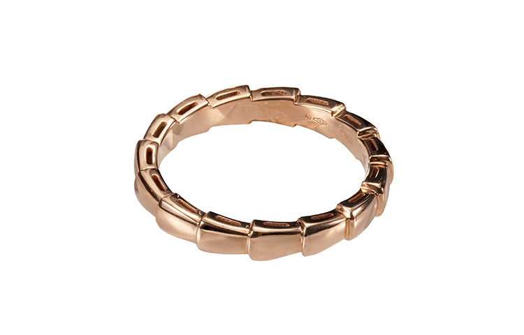 Order BVLGARI Serpenti Viper 18K玫瑰金細版戒指 情侶款 男女皆宜設計。 AN856868