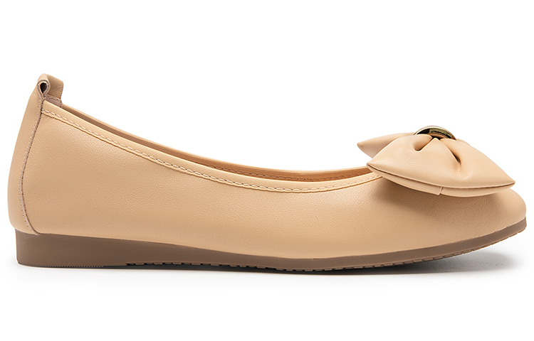 Sizing C°BANNER 千百度 Zapatos Planos Mujer Cuero Punta Redonda Ligeros con Lazo A23125815