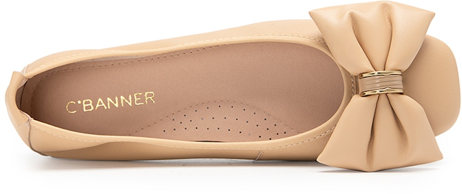 C°BANNER 千百度 Leather Round Toe Lightweight Bow Casual Flats 'Women's Edition' A23125815 2