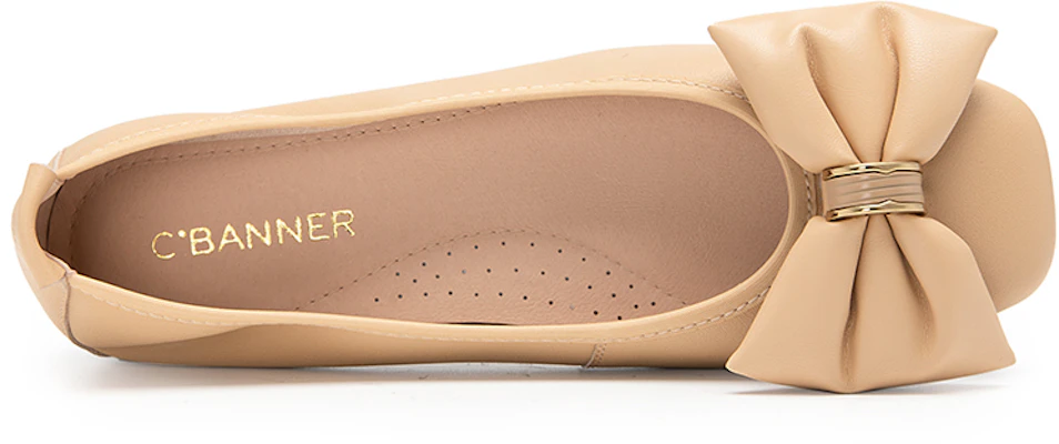 C°BANNER 千百度 Zapatos Planos Mujer Cuero Punta Redonda Ligeros con Lazo A23125815 2