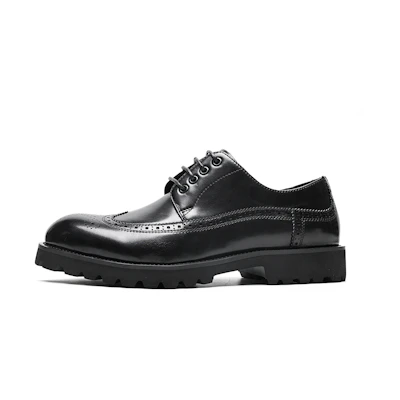 C°BANNER Brogue Business Casual Leather Shoes 'Black'